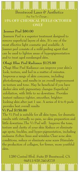 15% Off Chemical Peels October Only