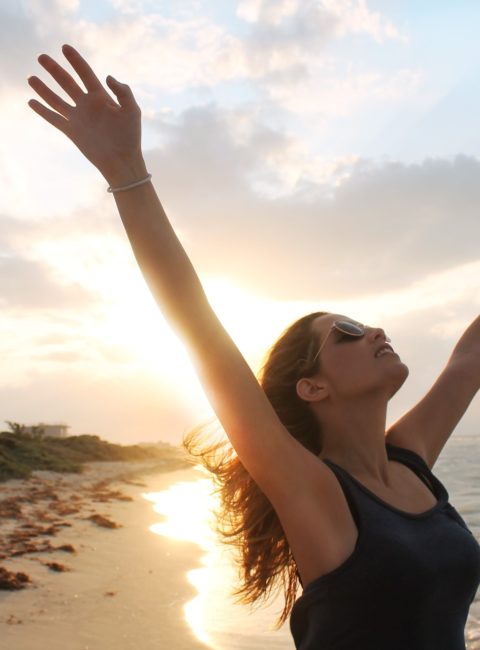 happy woman at the beach