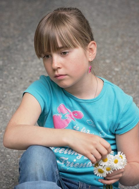 little girl with a flowers